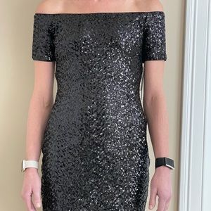 NWT Aidan Mattox off the should sequin dress